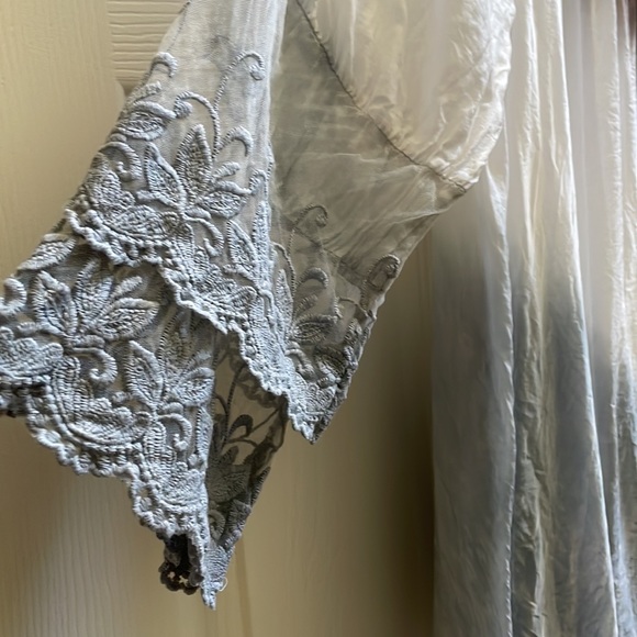 Luxurious boho-chic silk/viscose lined tunic top by Scandal Italy, size Large - Picture 4 of 11